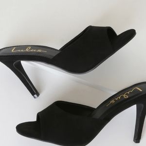 Lulus Tavie black suede high heels